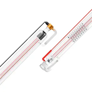 VEVOR 60W CO2 Laser Tube, 49.2 in (1250 mm) Length, 2 in (55 mm) Dia Borosilicate Glass Laser Cutter Tube with Metal Head, 5000-6000hr Wires Preconnected for Laser Engraver Engraving Cutting Machine