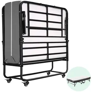 Cozy Castle Twin Folding with Memory Foam Mattress, Portable Rollaway Guest Beds on Wheels, 75"x38" Twin Size Space-Saving Foldable Bed for Adults with Easy Assembly Metal Frame