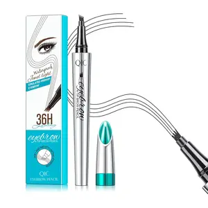 QIC Eyebrow 4 Tip Brow Pencil, Microblading Eyebrow Pen, Waterproof, Long-Lasting Eyebrow Microblading Pen, Eyebrow Pencil with an Upgrade Micro-Fork Tip Applicator for Natural Flawless Eyebrow, Eyebrowtint Makeup Tool