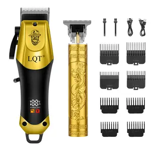 LQT Professional 2-in-1 Men's Hair Clipper & Beard Trimmer Set, Cordless Electric Haircut Kit with LCD Display, Dragon Engraved Detail Trimmer, Complete Barber Grooming Kit for Fades, Edges