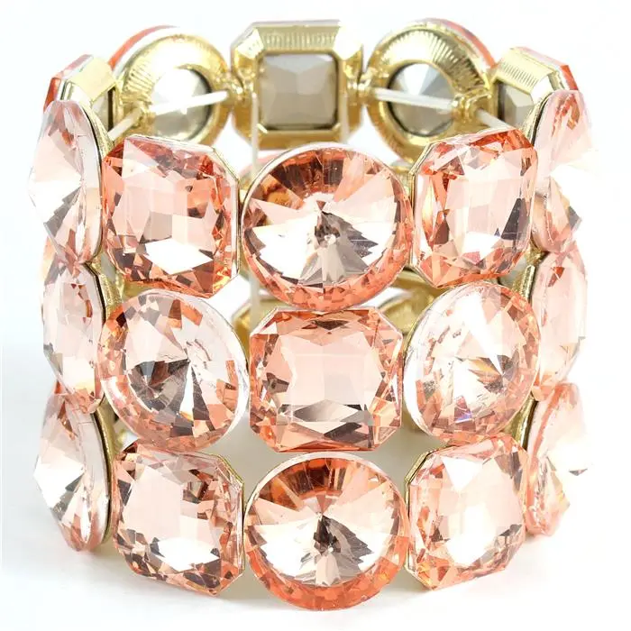 Peach Luxe Rhinestone Stretch Bracelet