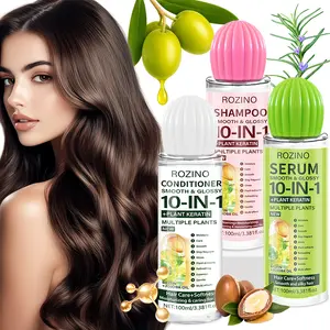 ROZINO 10 in 1 Hair Care Set Shampoo Conditioner Serum 100ml Keratin Jojoba Oil Long-lasting hydration and smoothness Plump and voluminous  Essential moisture for radiant shine Suitable for all hair types