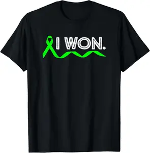 100% cotton Unisex Lymphoma Cancer I Won Lime Green Ribbon Awareness Warrior T-Shirt