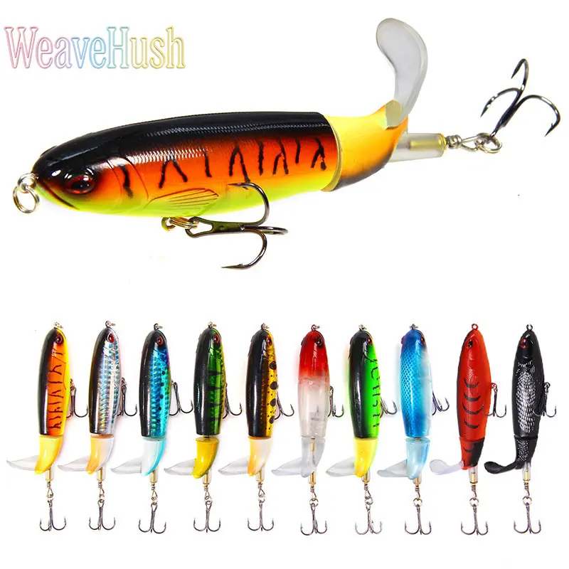 10Pcs Propeller Tractor Lure Set, 13g/15g Noise-Making Small Saltwater Floating Pencil Baits, Topwater Luya Hard Fishing Equipment for Freshwater & Saltwater Angling, Saltwater Floating Lures