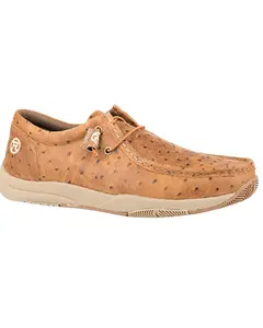 Men's Clear Cut Low Stamped Ostrich Leather Chukka Shoe Moc Toe - 09-020-1662-2834 Ta