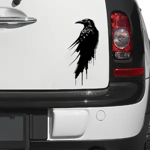 1PC Abstract Black Crow Vinyl Sticker - Watercolor Style Bird Silhouette Sticker, Suitable for Cars, Windows, Laptops, and Smooth Surfaces - Easy To Stick and Remove, Durable Design Bumper Sticker