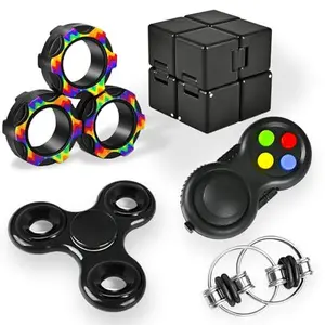 5PC Fidget Toys Adults Set Fidgets for Classroom Must Have Autism Sensory Pack Figette Cube ADHD Special Treasure Prize Tool Stress Relief Desk Cool Gadget for Kid Easter Basket Stuffers for Teen Boys