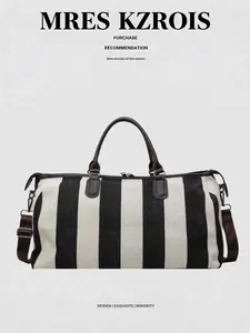 High-End Travel Bag, Large Capacity, Portable Business Travel Bag, Block Stripes, Multifunctional Shoulder Handbag for Fitness and Overnight Use, Travel Duffle Bag