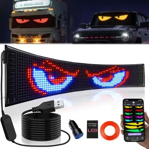 Programmable Scrolling LED Sign, USB Flexible Digital Display, APP Control, Custom Text & Animations for Car, Truck, Store, School, Hotel, LED Lights