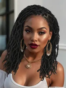 Full Lace Faux Locs Wig for Women, Knotless Nu Locs Braids with Baby Hair, Soft Synthetic Braided Wig, Square Part Lace Front