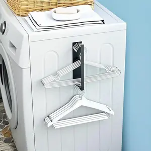 Space-Saving Laundry Organizer with Magnetic Hooks, Stackable Hanger Rack for Closet & Washing Machine, Reusable Storage Solution, Durable & Compact Hanger Holder, No Assembly Needed Hanging Plastic Wood Metal