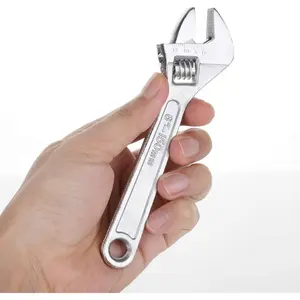 Small Wrench, Adjustable, 6 Inches, Hex-Shaped Jaw Opens To 3/4 Inch, Made From Heat Treated Carbon Steel