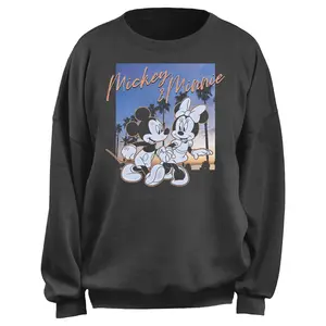 Junior's Mickey & Friends Sunset Palm Trees Couple Sweatshirt