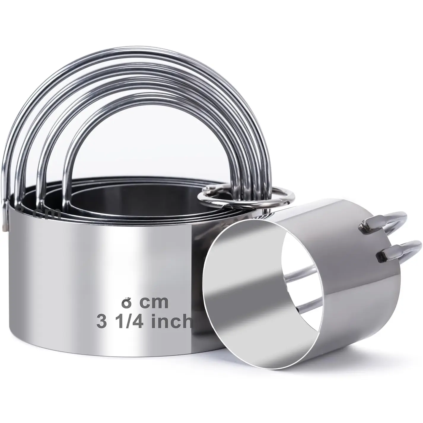 Biscuit  Set Round Cookie Cutters with Handle 5 count Stainless Steel Circle Professional Baking Dough Tools for Cake