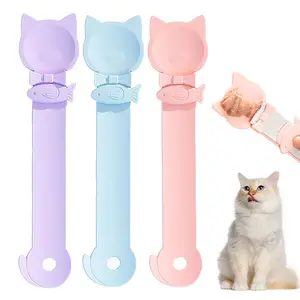 3PCS Cat Treat Spoon Squeeze, Cat Strip Feeder Spoon, Multi-Function Cat Treat Dispenser, Easy Feeding Cat Spoon, Cat Food Spoon for Wet Food (3 Color)