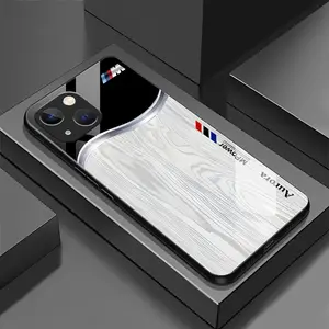 Suitable for [iPhone 14 Plus] wood grain mobile phone case, high-value glass shell, personalized business style mobile phone case, simple new mobile phone case-888