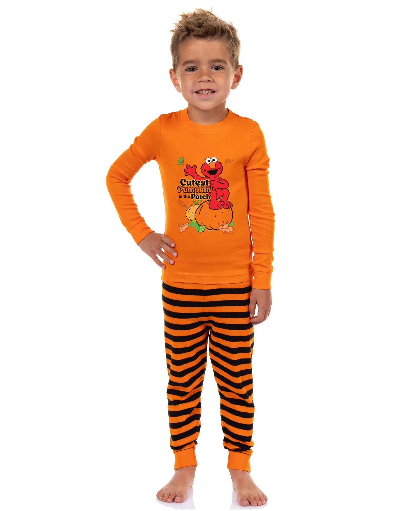 Sesame Street Toddler Boys' Halloween Elmo Cutest Pumpkin Patch 2 Piece Long Sleeve Pajama Set, Cute Pajamas