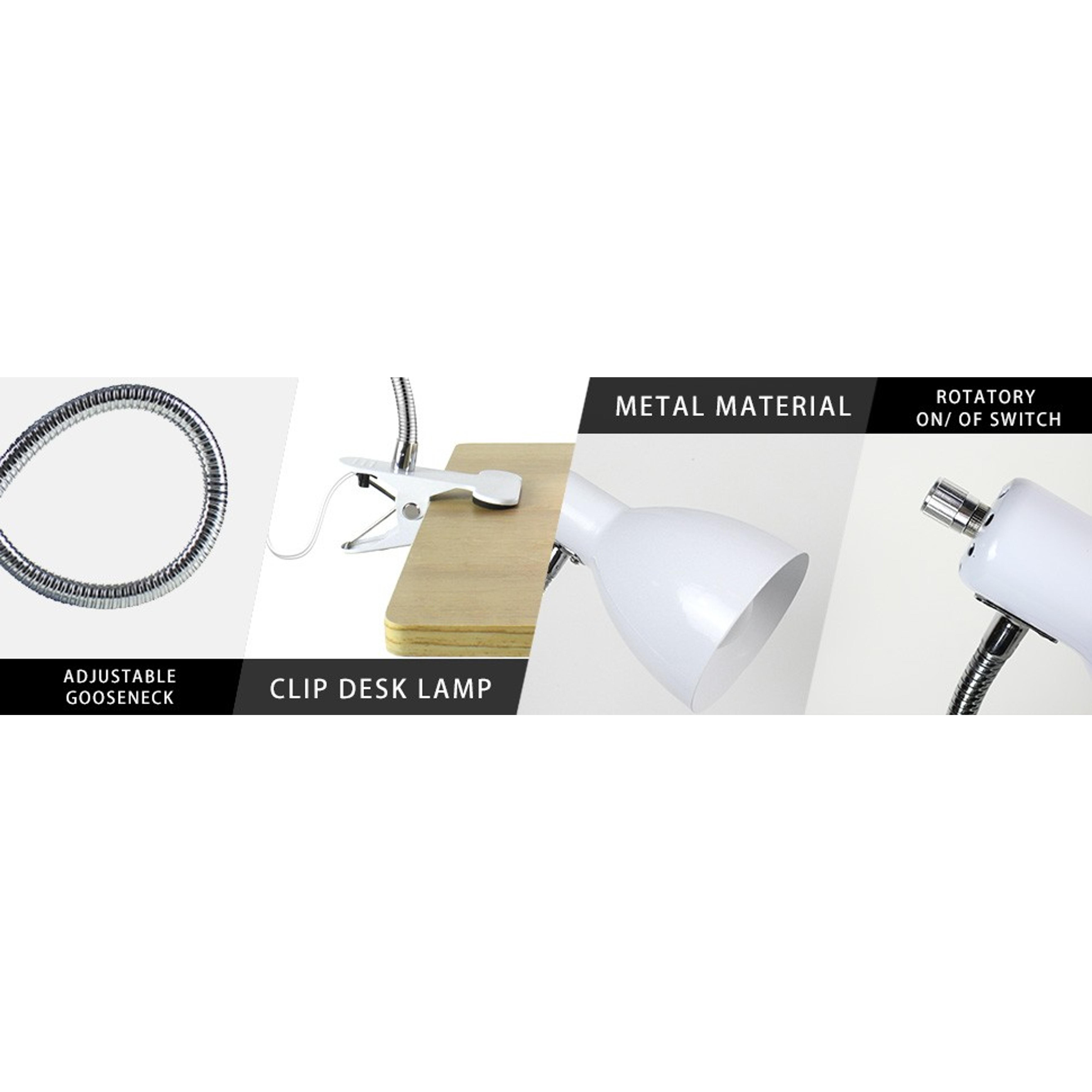 Desk lamp Eye-Caring Table Lamps, 360°Rotation Gooseneck Clip on Lamp Reading Light Portable Reading Book Light Clamp Study Desk Lamps for Bedroom and Office Home Lighting (White)