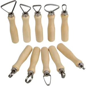 Cake Carving Tools Modeling Tools Sculpting Tools for Soft Clay and Wax Stainless Steel Wooden Handle Flat Pottery Carving Tools Pottery Sculpting Tool Set Pack of 10