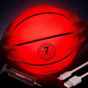 Basketball - Size 7 - Glow in The Dark - Equipped with USB-C Cable, Pump, Ball Bag - Gifts for Boys Who Love Basketball - Suitable for Indoor