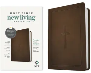 NLT Premium Value Compact Bible, Filament Enabled (Leatherlike, Dark Brown Framed Cross) -- New Living Translation - Bible