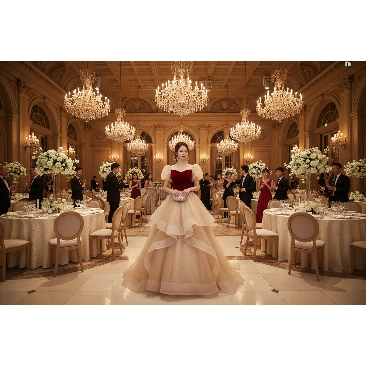 Red Wedding Dress French Princess Petti skirt Gown