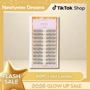 Ninetynine Dreams 60PCs idol Lashes | Natural K-Pop Style False Eyelash Clusters — Soft Lightweight Reusable Ultra-Thin Band Waterproof Long-Lasting 9-13mm C+ Curl Pre-Mapped Beginner Friendly Everyday Lashes For Natural Day-To-Day Makeup