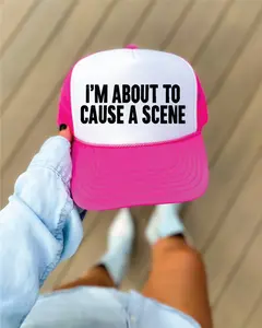 I’m about to Cause a Scene- Hot Pink & White Unisex Foam Trucker Hat