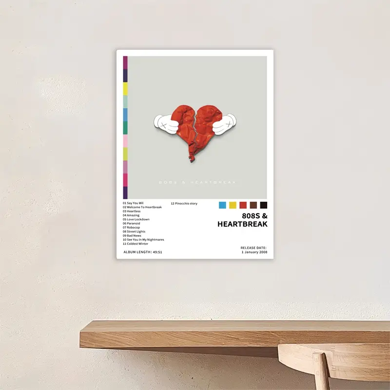 808s & Heartbreak - Album cover poster, underground rap music wall decoration, dark trap album artwork bedroom decor aesthetics design, modern rap print, a gift for fans, frameless.