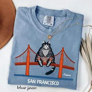 B Kliban Cat San Francisco Golden Gate T-Shirt, Comfort Colors Funny Popular Movie Shirt.