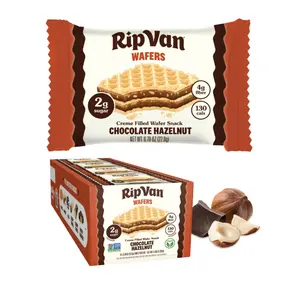 Rip Van Chocolate Hazelnut Wafer Cookies, Keto, Non-GMO, Healthy Snacks, Low Carb & Low Sugar (2g), Low Calorie, Vegan, 16 Count