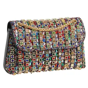 Evening Bag Series：Artificial Rhinestone Sparkling Women's Evening Bag Fashion Chain Slanting Small Square Bag Underarm Bag Perfect For Party, Wedding, Prom, Dinner/Banquet, Matching with Wedding Dress,Formal Dresses, Birthday Dress bolsas  femininas