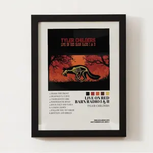 Tyler Childers  No Frame Live on Red Barn Radio I & II Album Cover Artistic Room Decor Kitchen Print Waterproof HD Canvas Art Black and White Ace of Hearts  Framed  for Wall Decoration poster