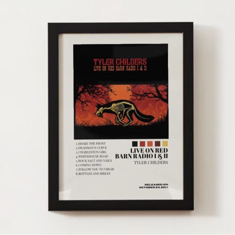 Tyler Childers  No Frame Live on Red Barn Radio I & II Album Cover Artistic Room Decor Kitchen Print Waterproof HD Canvas Art Black and White Ace of Hearts  Framed  for Wall Decoration poster