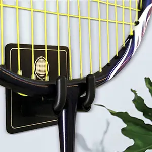 2 Pieces Wall Mounted Racket Rack Wall Hook Portable Tennis Racket Holder