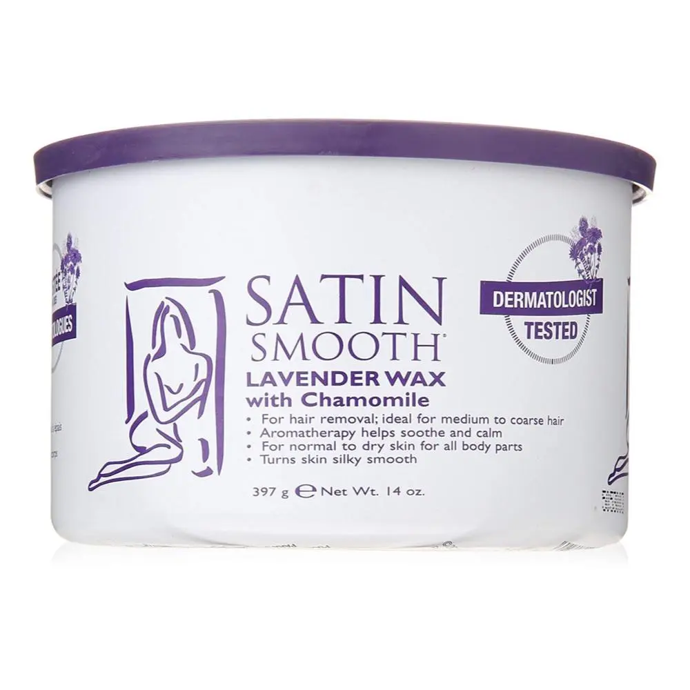 Satin Smooth Lavender & Chamomile Soft Wax for Hair Removal, Soothing Professional Waxing for Sensitive Skin and Medium to Coarse Hair, 14 oz Jar