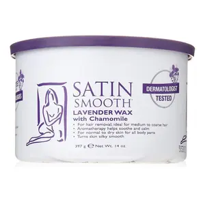 Satin Smooth Natural Lavender & Chamomile Cosmetic Wax, 14oz Body Care Waxing Product for Sensitive Skin