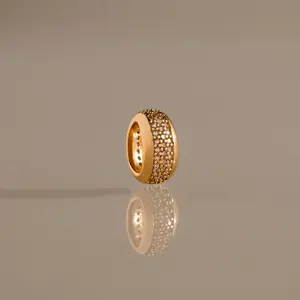 Bold Pave Dome Charm by Caitlyn Minimalist - Thick Diamond Spacer Charm in Gold & Silver - Crystal Jewelry - Gift for Her