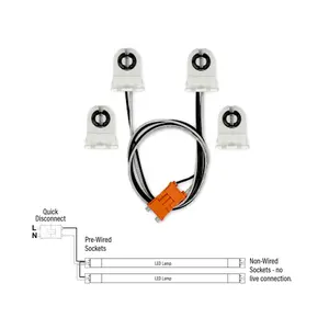 Wiring Harness for Single-End, Non-Shunted Tombstones, T8/T12 Socket Wiring Harness for Single-End, Non-Shunted Tombstones, T8/T12 Socket