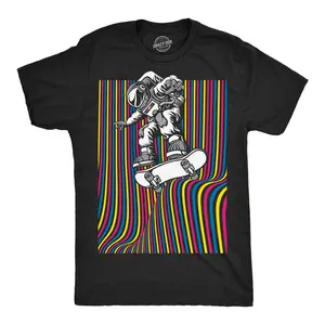 Mens Astronaut Skater Funny T Shirt Skateboard Graphic Tee for Men Mens Funny T Shirts Cool Vintage Fashion T-Shirt Gift Classic Menswear Funny Space Short Sleeve Novelty Tees for Guys Black -