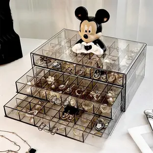 72-Grid Transparent Jewelry Storage Box, Clear Storage Box, Multi-Layer Large-Capacity Jewelry Organizer for Rings, Earrings, Necklaces and Bracelets, Storage Compartment