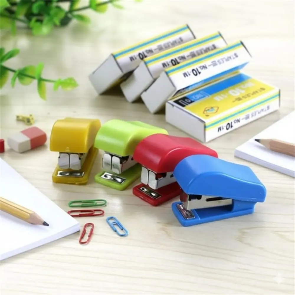Portable Mini Stapler Set for Journal Decoration | Random Color Staples for Office, School, Travel | Safe, Eco-Friendly Desk Organizer, Must-Have Student Supplies