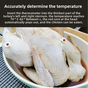 Battery-Free Turkey Temperature Indicator, Pop-Up Turkey Thermometer for Thanksgiving, 79-82°C Doneness Alert for Roast Turkey