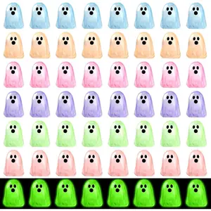 56 Pcs Luminous Mini Ghosts,Halloween Tiny Resin Ghosts Figures Glow in The Dark mini Ghosts Miniature Statue for Plant Pot Landscape Lawn Landscape Home Party Decor