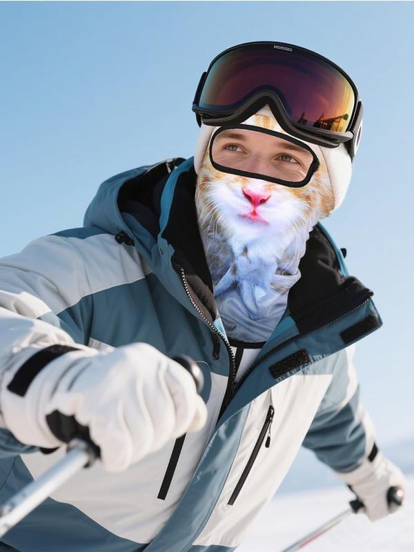 3D Cat Ski Mask Balaclava with Ears - Cat Shiesty Face Cover for Skiing, Music Festivals, Cycling, Halloween Parties