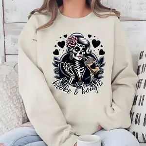 Broke And Boujee T-Shirt or Crewneck Sweatshirt love casual comfortable super soft relaxed fit unisex Sizing womenswear Streetwear Long Sleeve Top