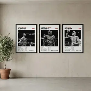Premium UFC Fighter Stats Art Print - Charles "Do Bronx" Oliveira Edition | 100% Sustainable Cotton Canvas Poster | Modern Black Metal Frame, Solid Wood Frame or Unframed Poster