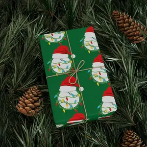 Christmas Baseball Wrapping Paper Roll, Homerun Softball Holiday Gift Wrap, Players Fans Christmas Presents Lights Santa Hat Themed Parties