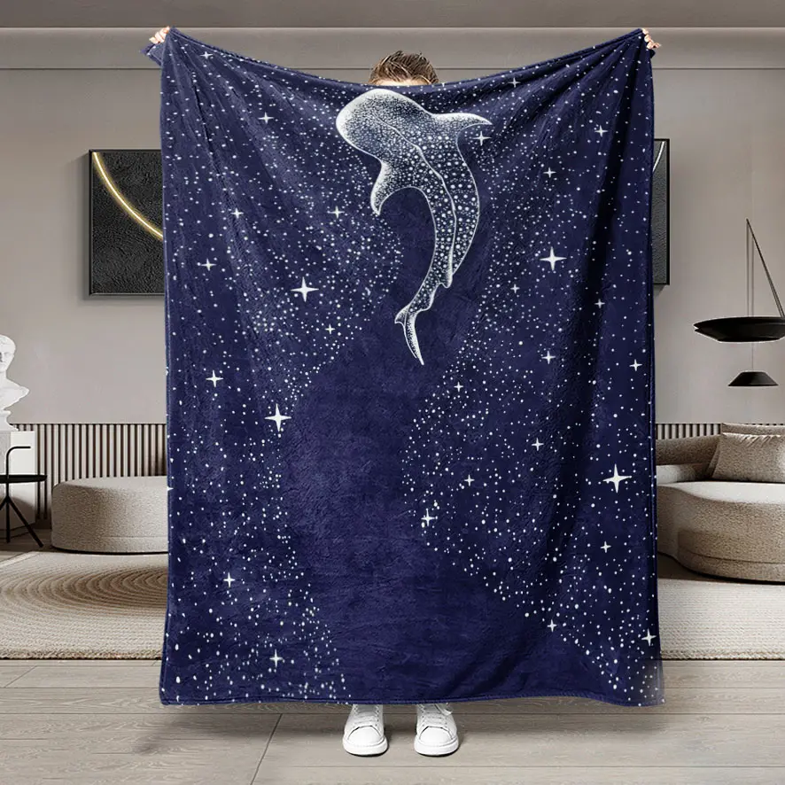 Starfish Whale Flannel Blanket, Soft Lightweight Warm, All Seasons Use, Bed Sofa Office Camping Travel, Blankets for Sofa, Multi-Purpose Gift Idea, Birthday Gifts Blanket, Lightweight Cozy Blanket, Soft Warming Blanket