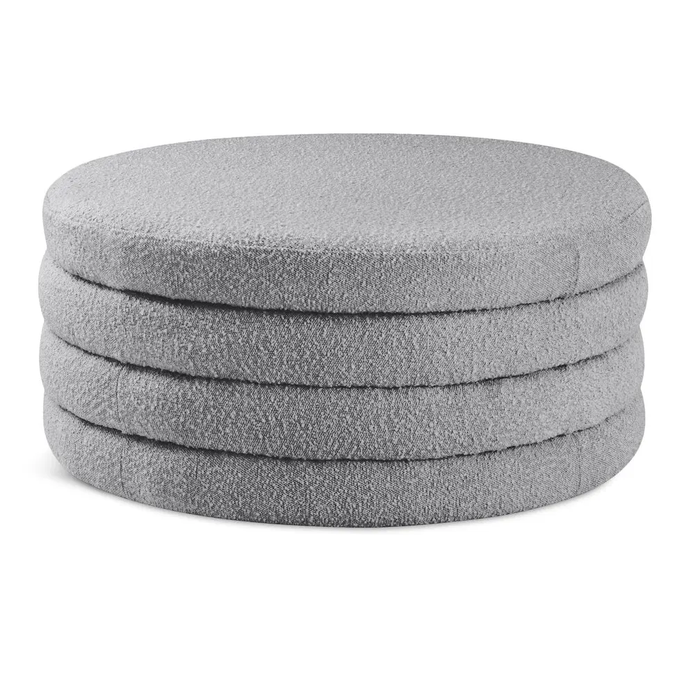 Aphia Grey Boucle Fabric Ottoman/Coffee Table